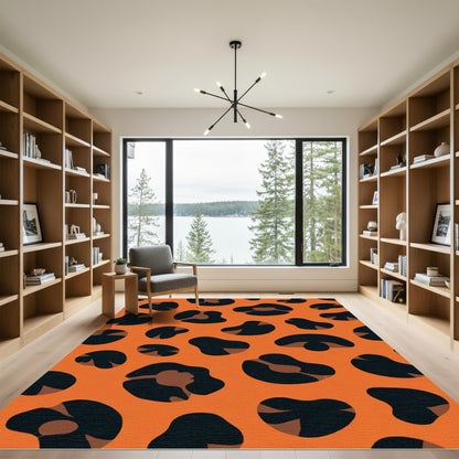 Bold Orange Black Spots Spots Rug