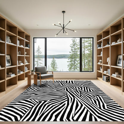 Abstract Black White Zebra Stripes Rug
