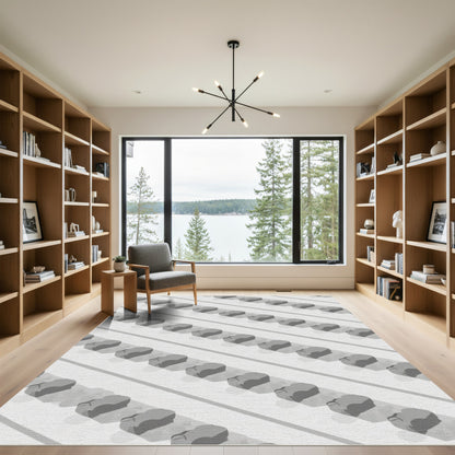 Gray Modern Cloud Stripe Rug