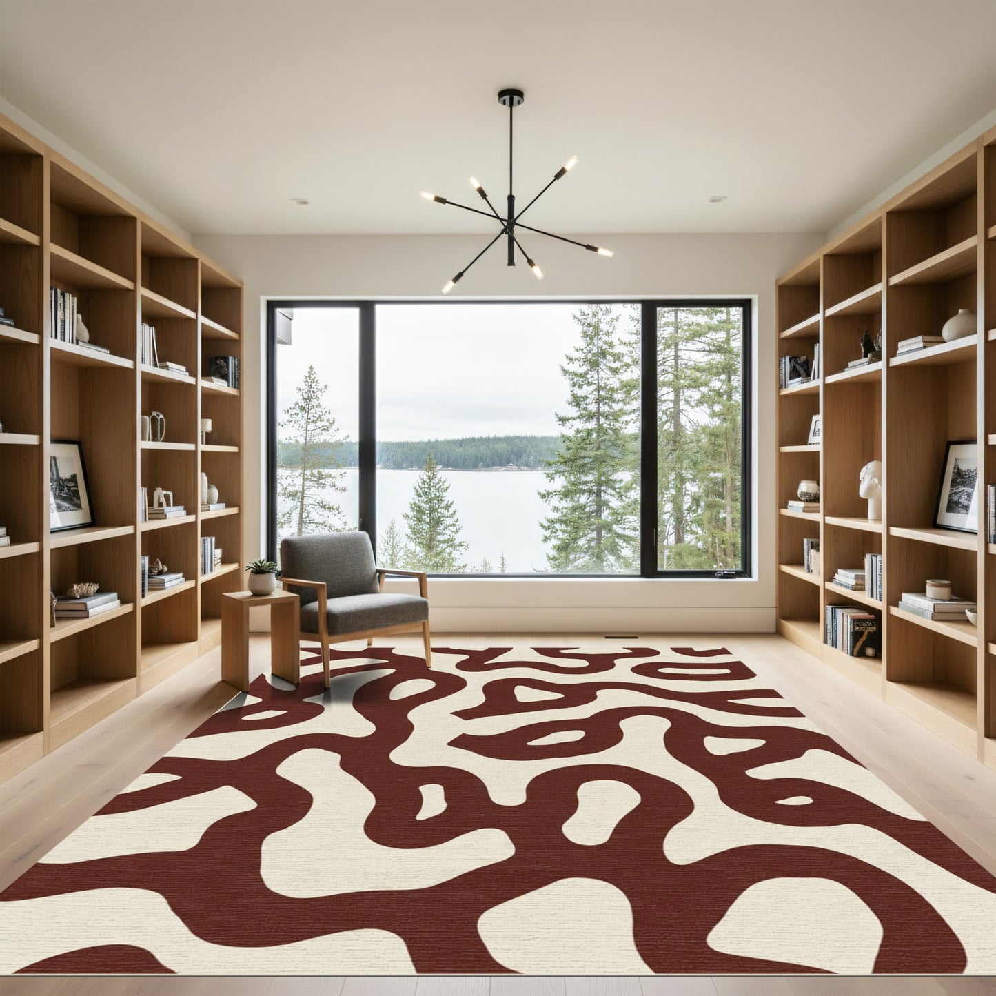 Organic Terra Cotta Intertwining Lines Rug