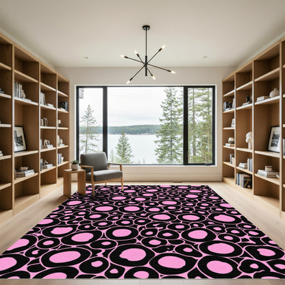 Pink Black Blobs Scatter Rug