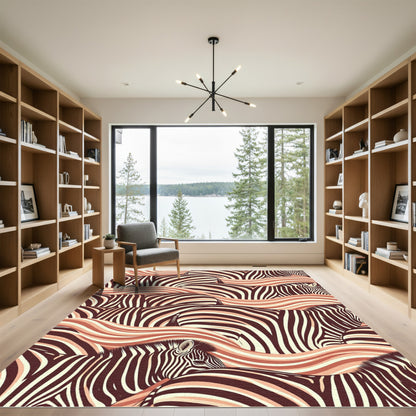 Zebra Stripe Abstract Wave Rug