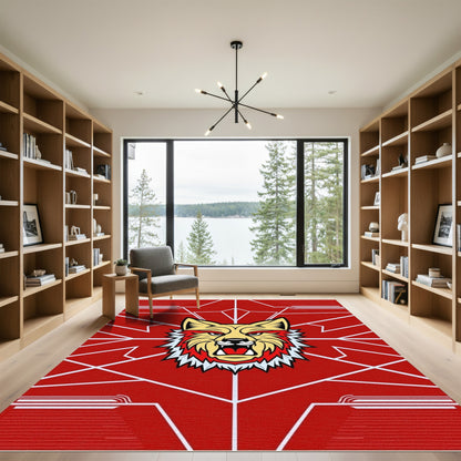 Fierce Red Wolf Geometric Abstraction Rug