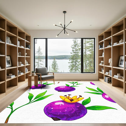 Vibrant Purple Berry Foliage Bloom Rug