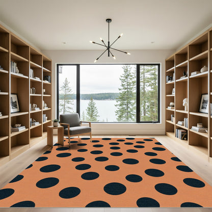 Orange Black Polka Dot Scatter Rug