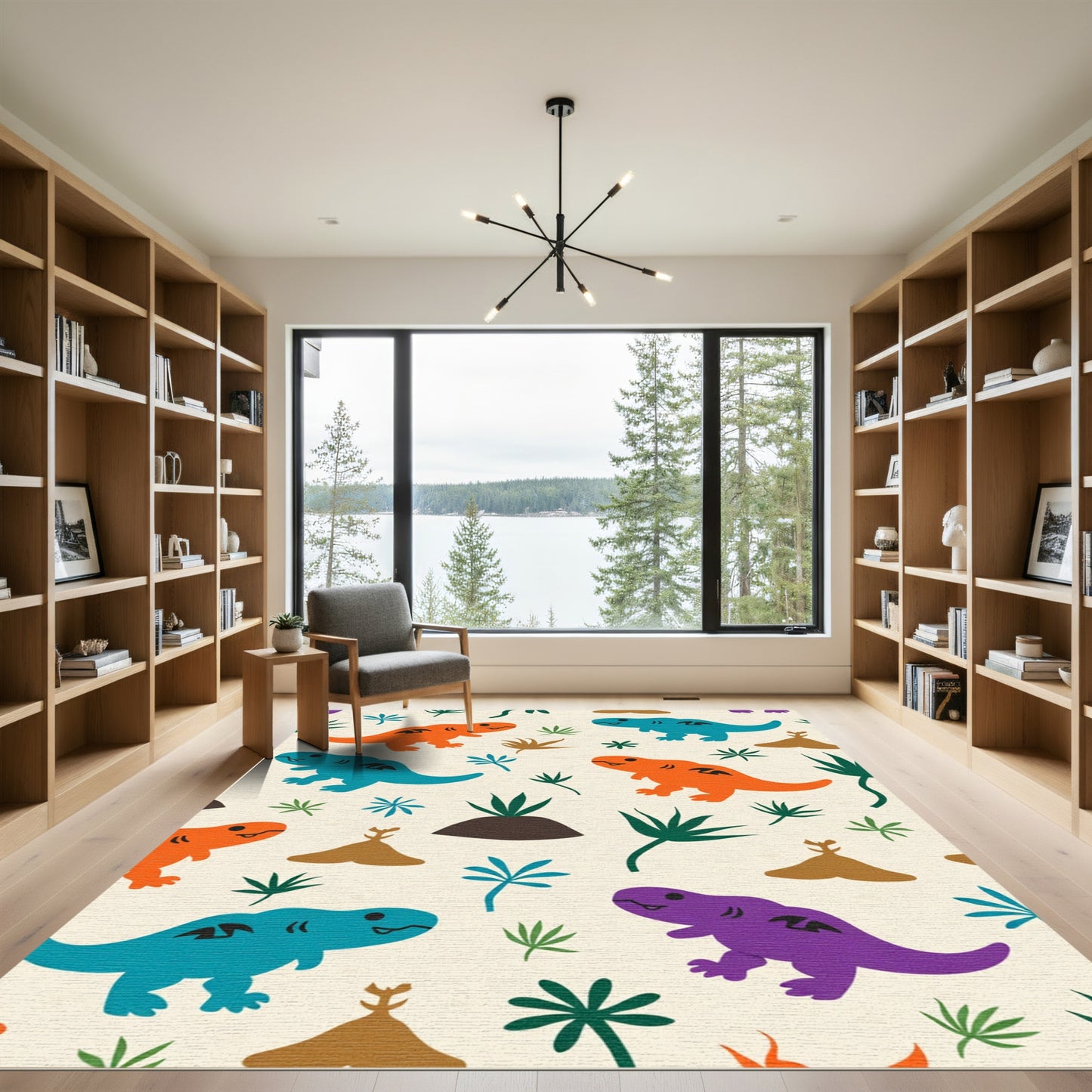 Playful Dinosaur Jungle Adventure Rug