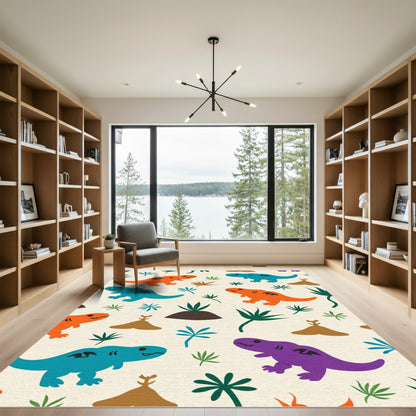 Playful Dinosaur Jungle Adventure Rug