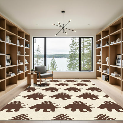 Brown Hedgehog Repeating Pattern Rug