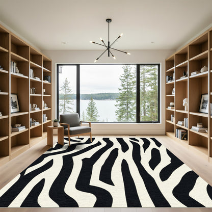Black Cream Animalistic Bands Rug
