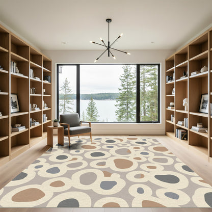 Neutral Earthy Organic Pebble Clusters Rug
