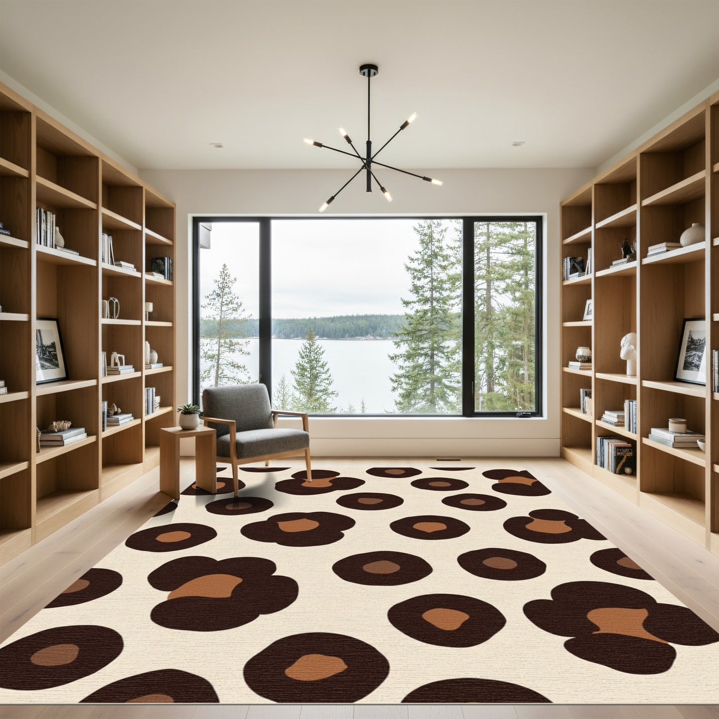 Leopard Spots Beige Brown Animal Print Rug
