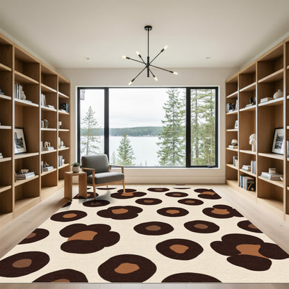 Leopard Spots Beige Brown Animal Print Rug