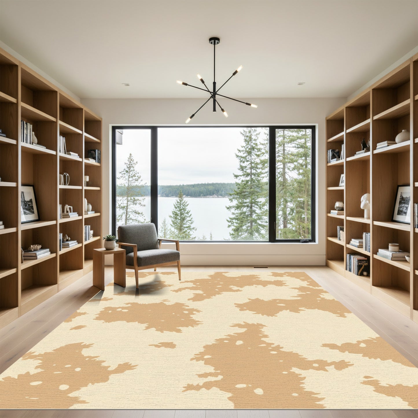 Champagne Cow Print Splash Rug