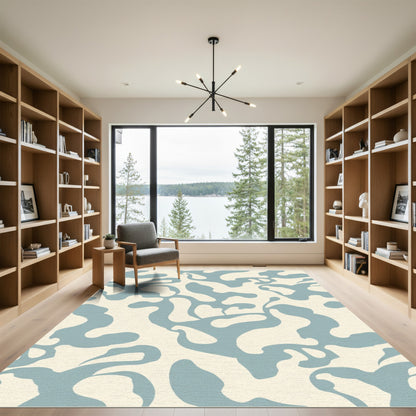 Soft Blue Organic Abstract Rug