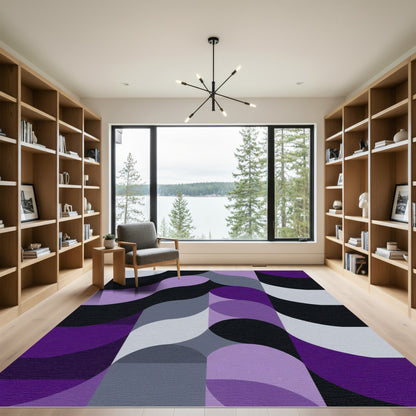 Purple and Gray Abstract Wave Rug
