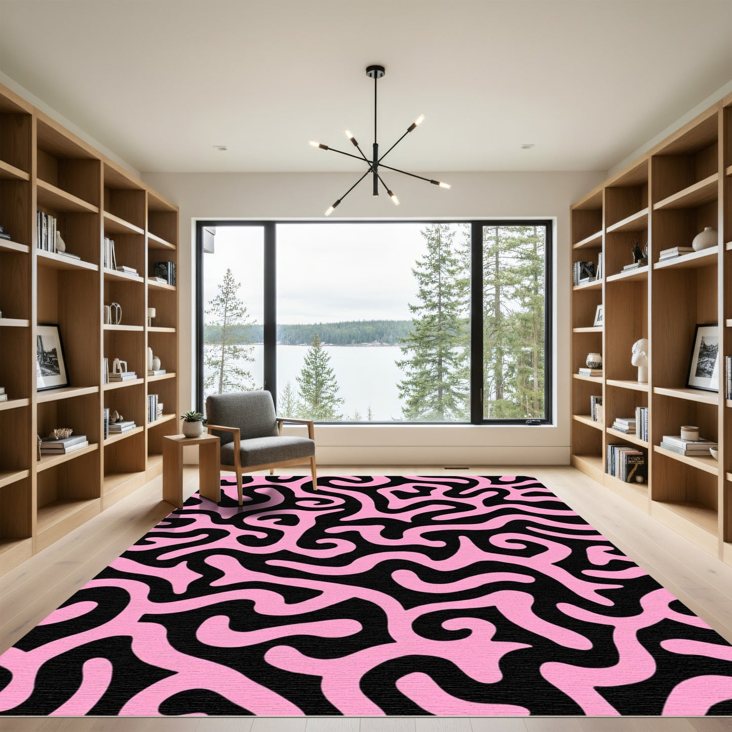 Bold Pink Swirl Abstract Rug