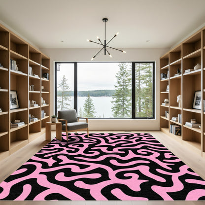 Bold Pink Swirl Abstract Rug