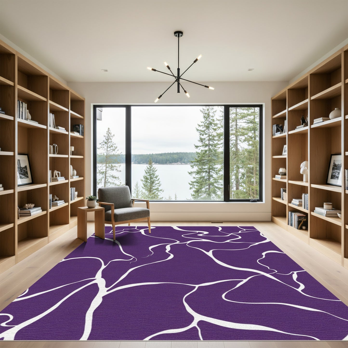 Deep Plum Abstract Organic Flow Rug