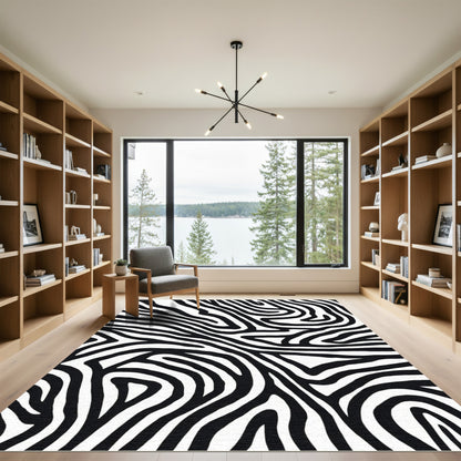 Classic Black White Zebra Stripes Rug