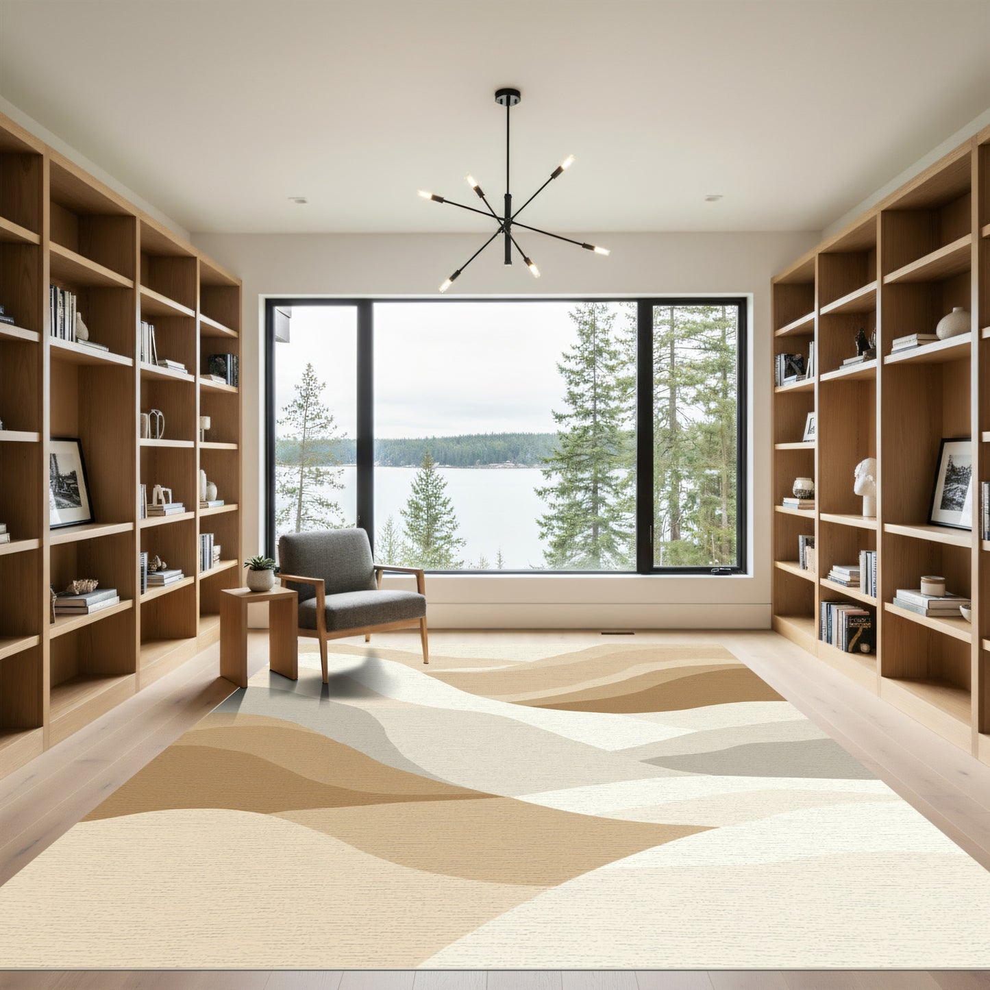 Earthy Tone Abstract Wave Dunes Rug