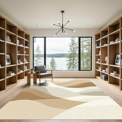 Earthy Tone Abstract Wave Dunes Rug