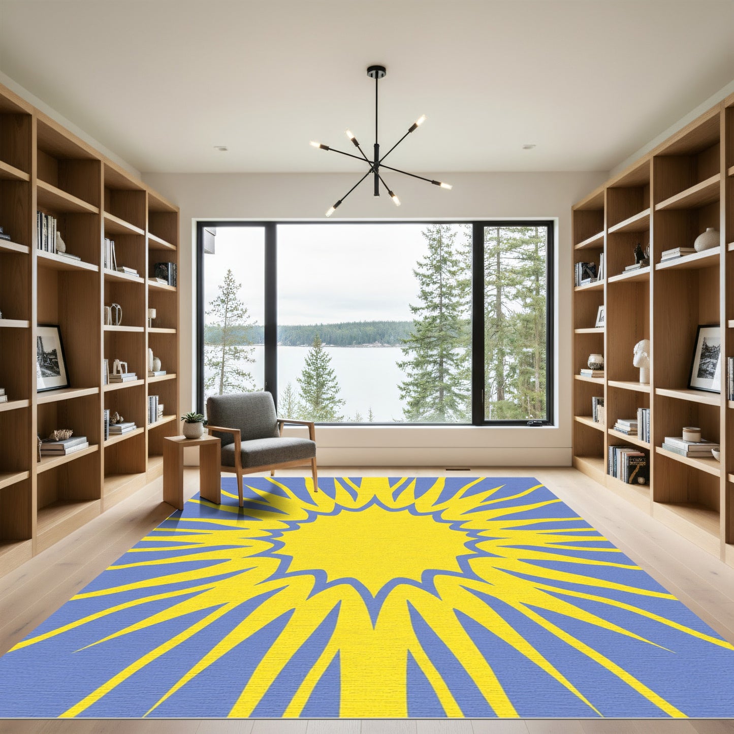 Vibrant Yellow Sun Burst Rug