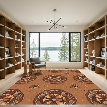 Earthy Brown Toned Floral Medallion Rug