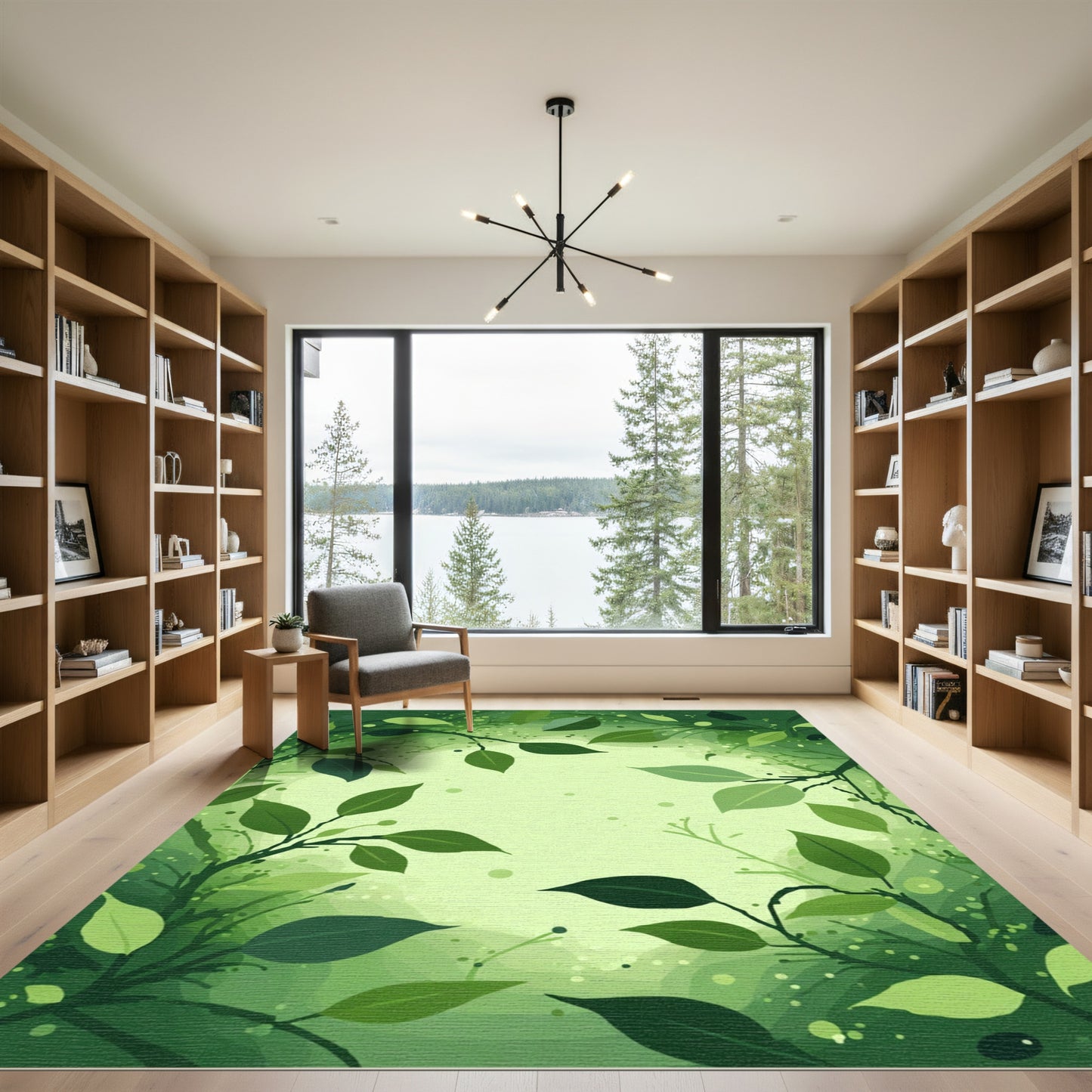 Verdant Leafy Branches Garden Accent Rug
