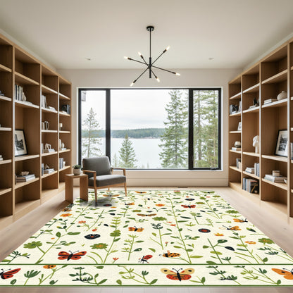 Whimsical Butterfly Garden Print Rug