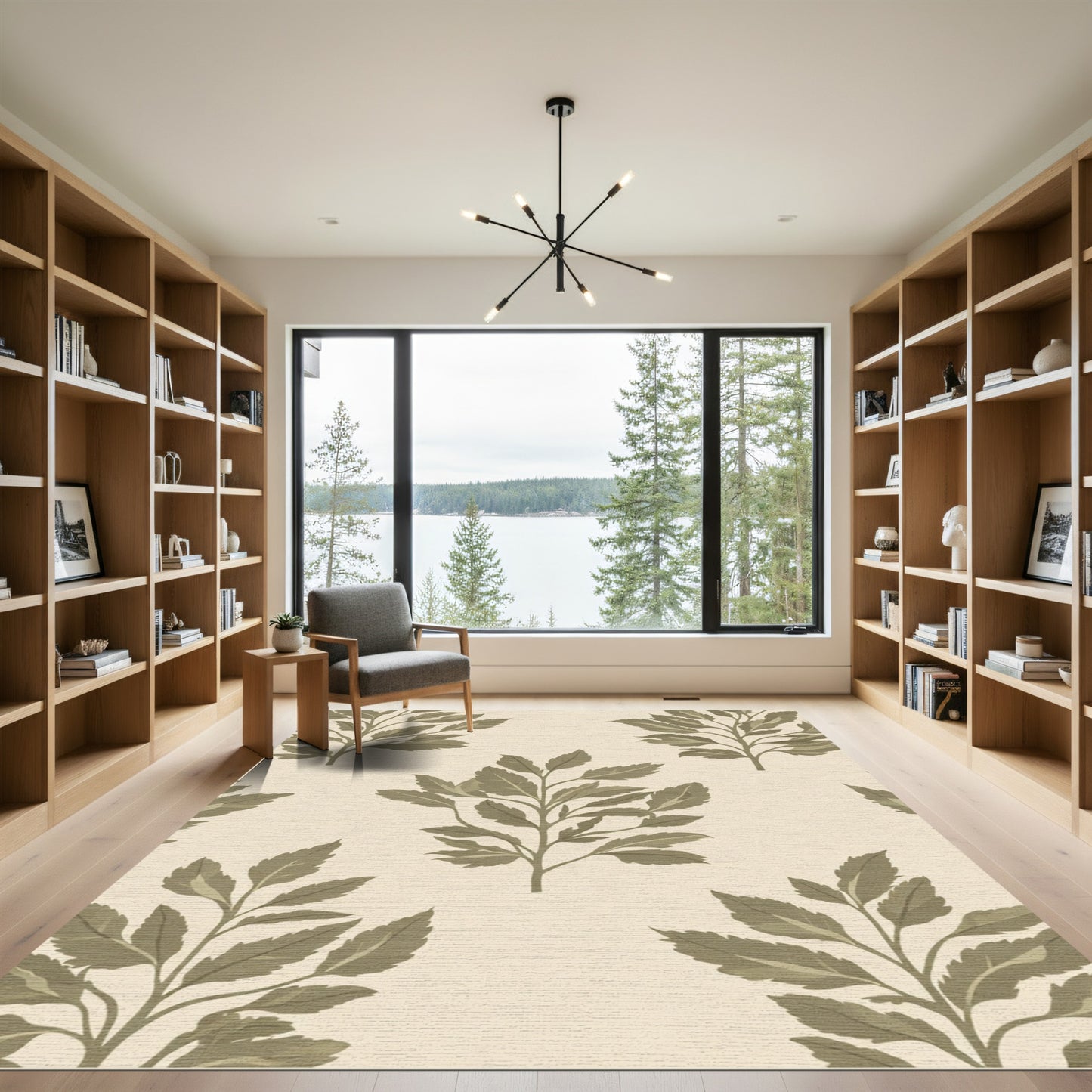 Earthy Green Branch Repeat Rug