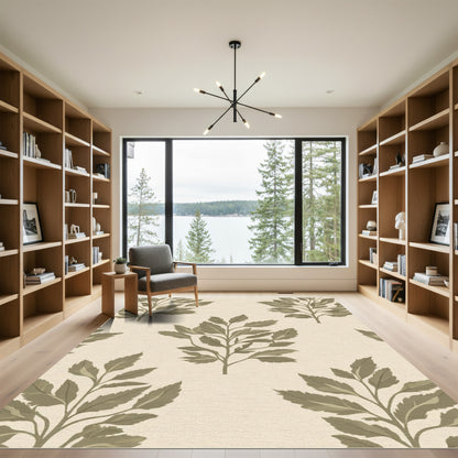 Earthy Green Branch Repeat Rug