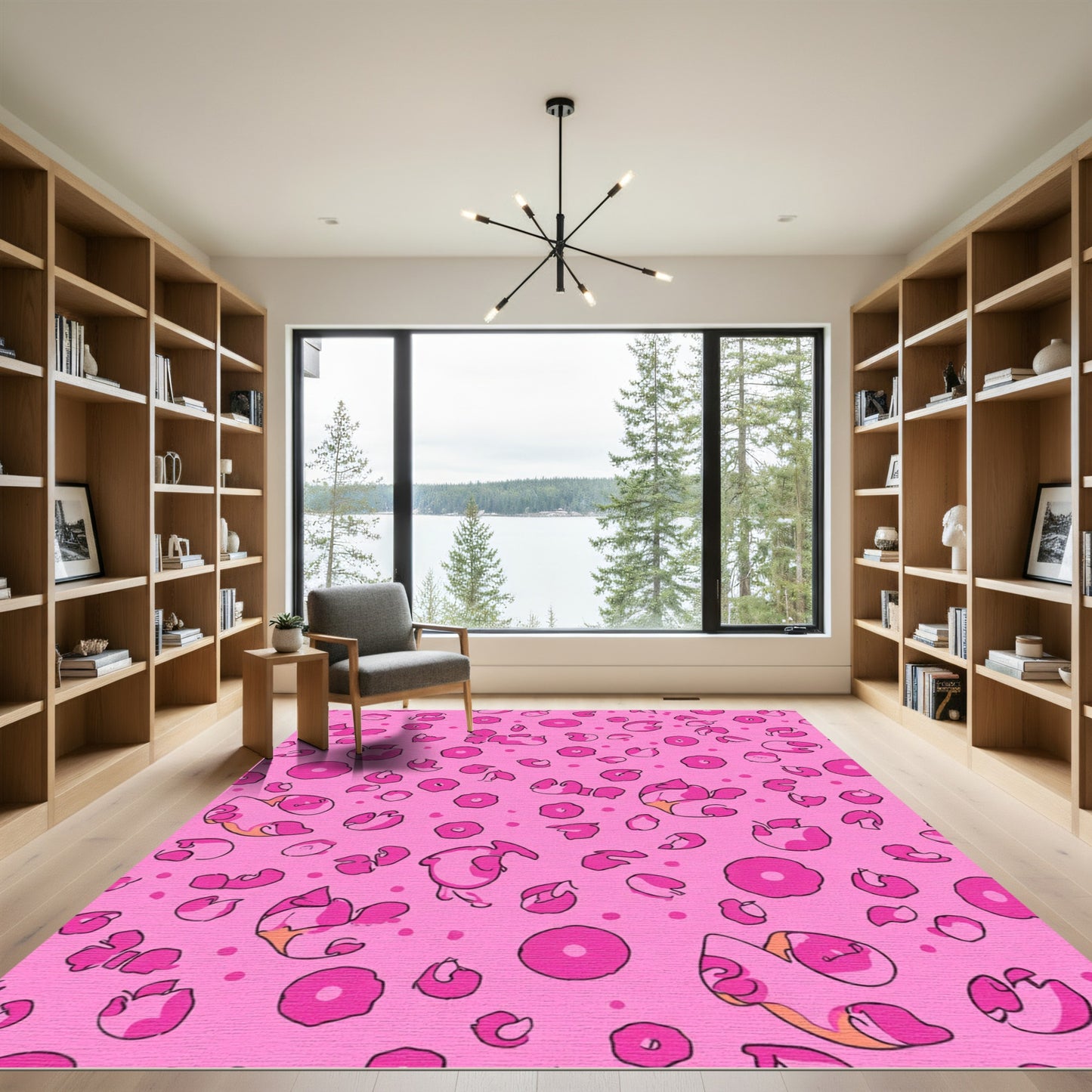 Pink Animalistic Spots And Circles Rug