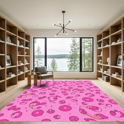 Pink Animalistic Spots And Circles Rug