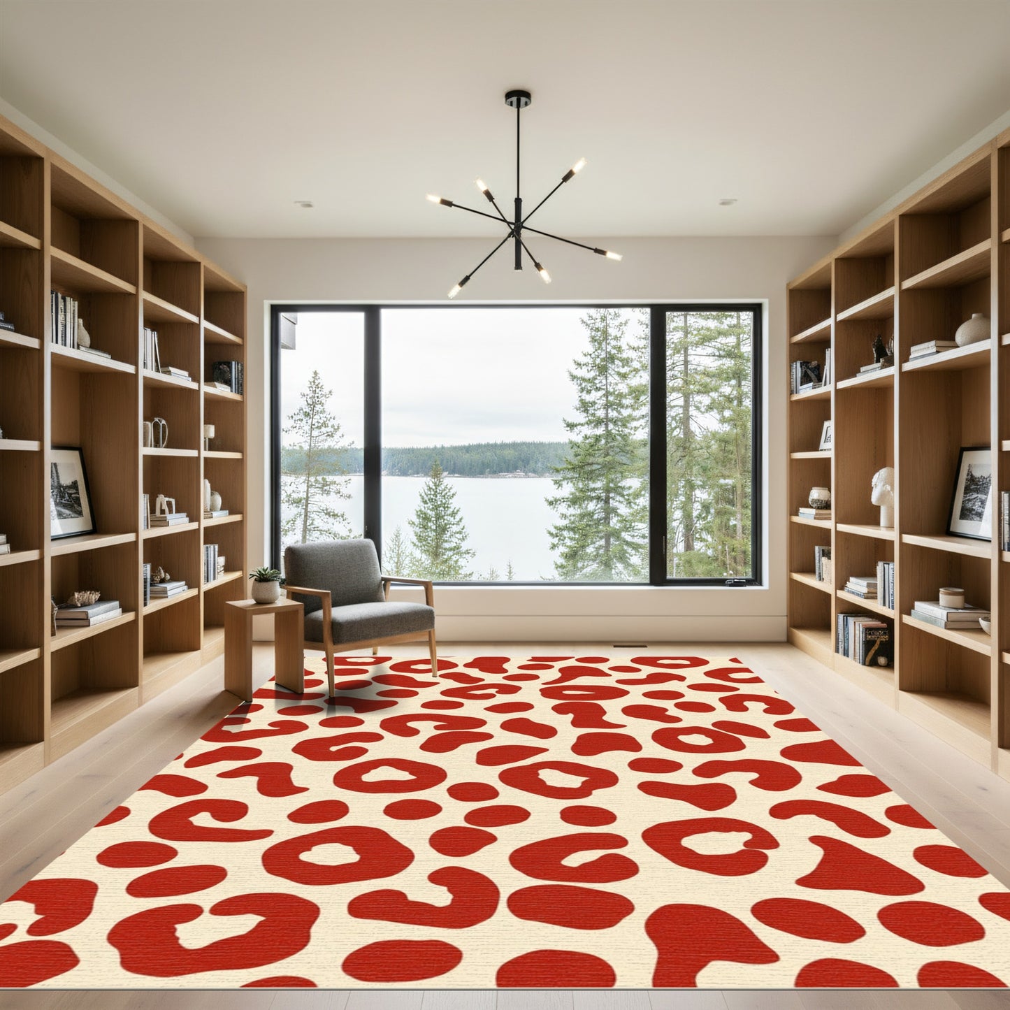 Crimson Leopard Spots Scatter Rug