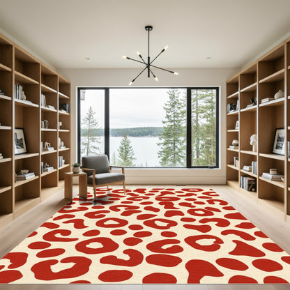 Crimson Leopard Spots Scatter Rug