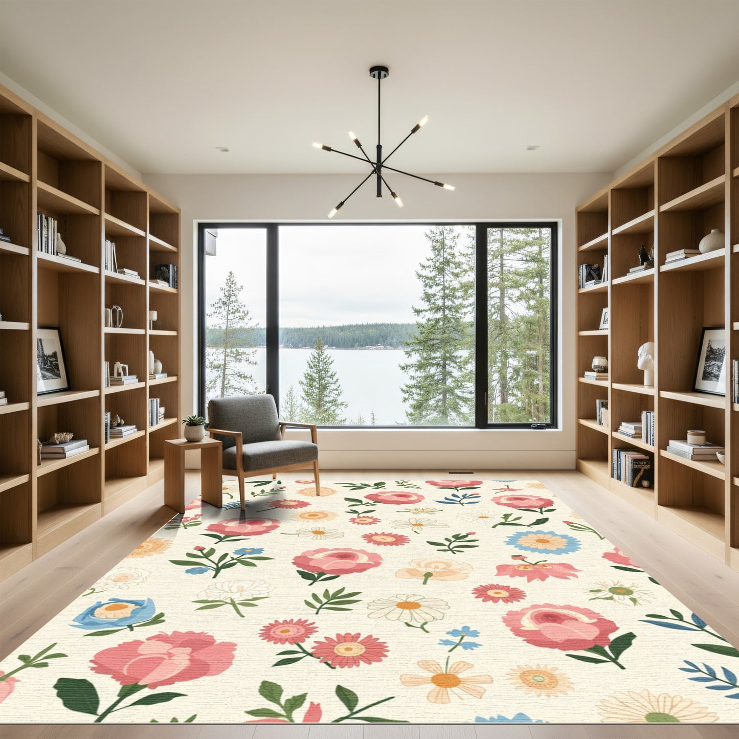 Pink Rose Floral Scatter Rug