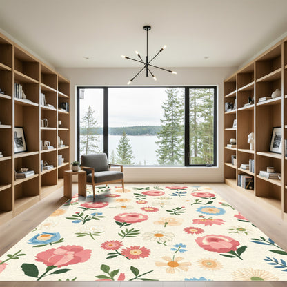 Pink Rose Floral Scatter Rug