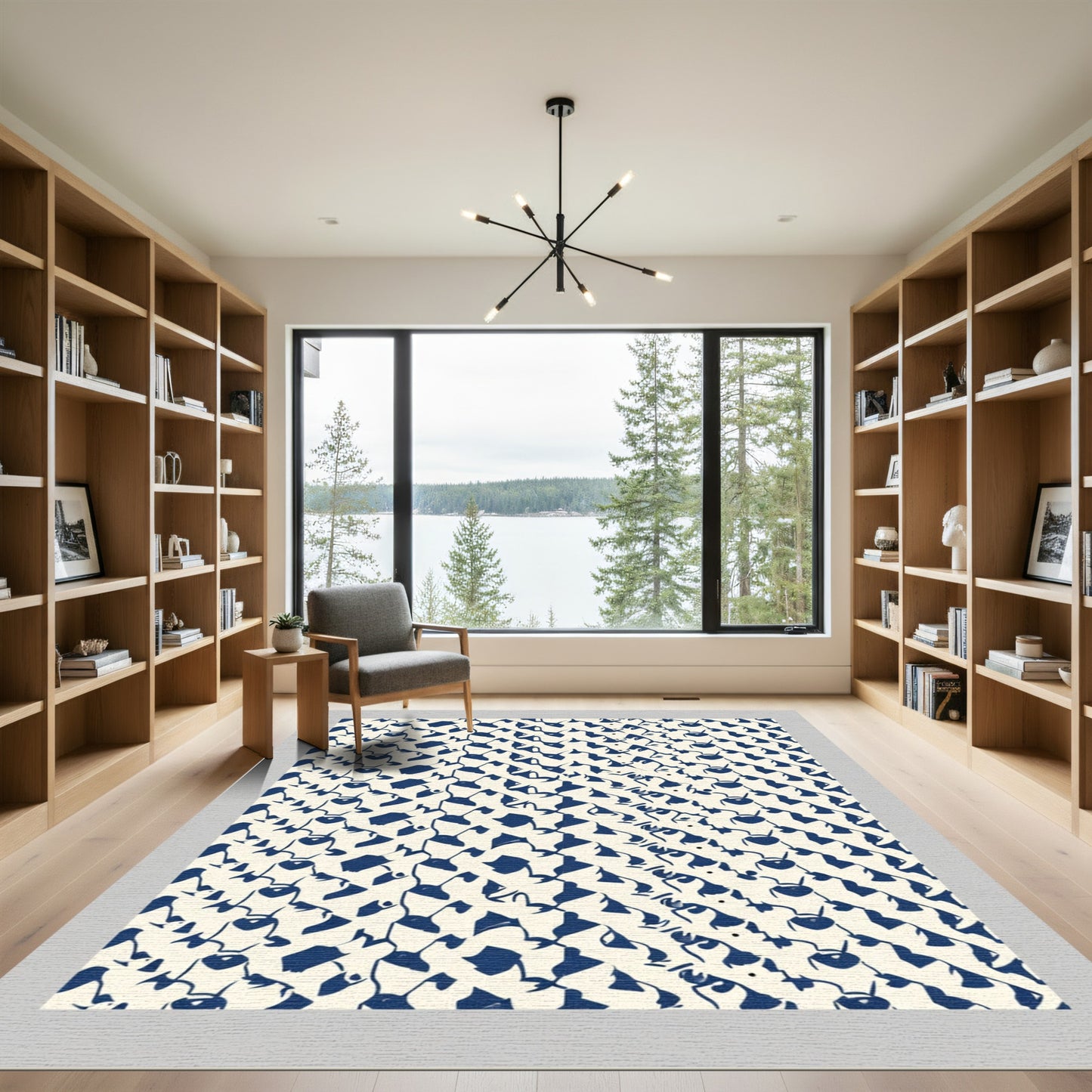 Indigo Organic Flowing Forms Rug