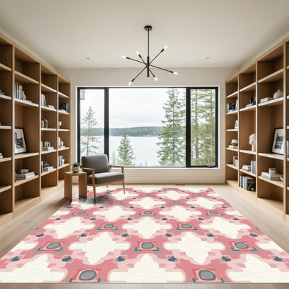 Pink Geometric Quatrefoil Medallion Rug