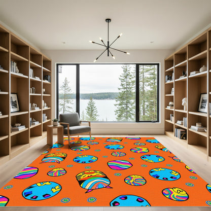 Psychedelic Orbs Vibrant Abstract Swirls Rug