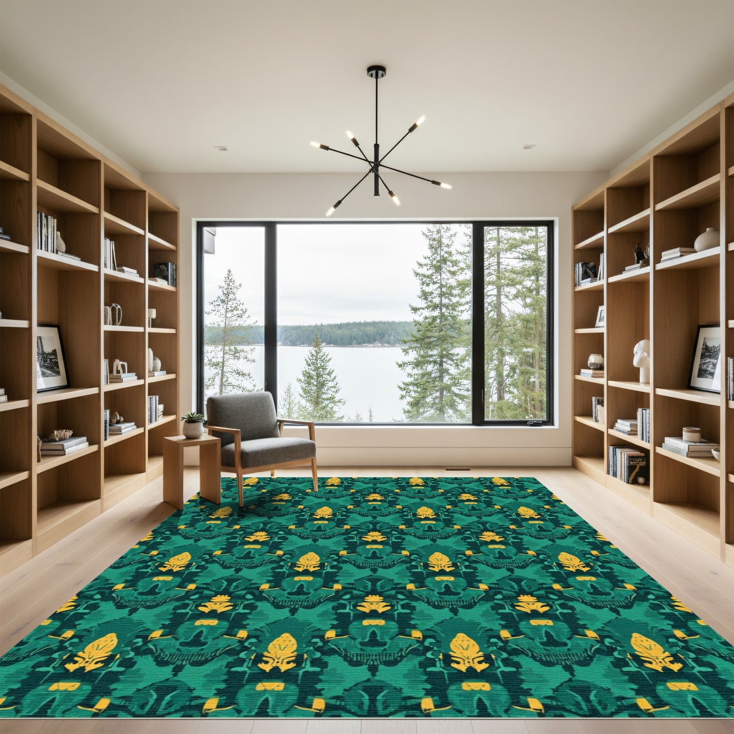 Emerald Gold Stylized Ornamental Rug