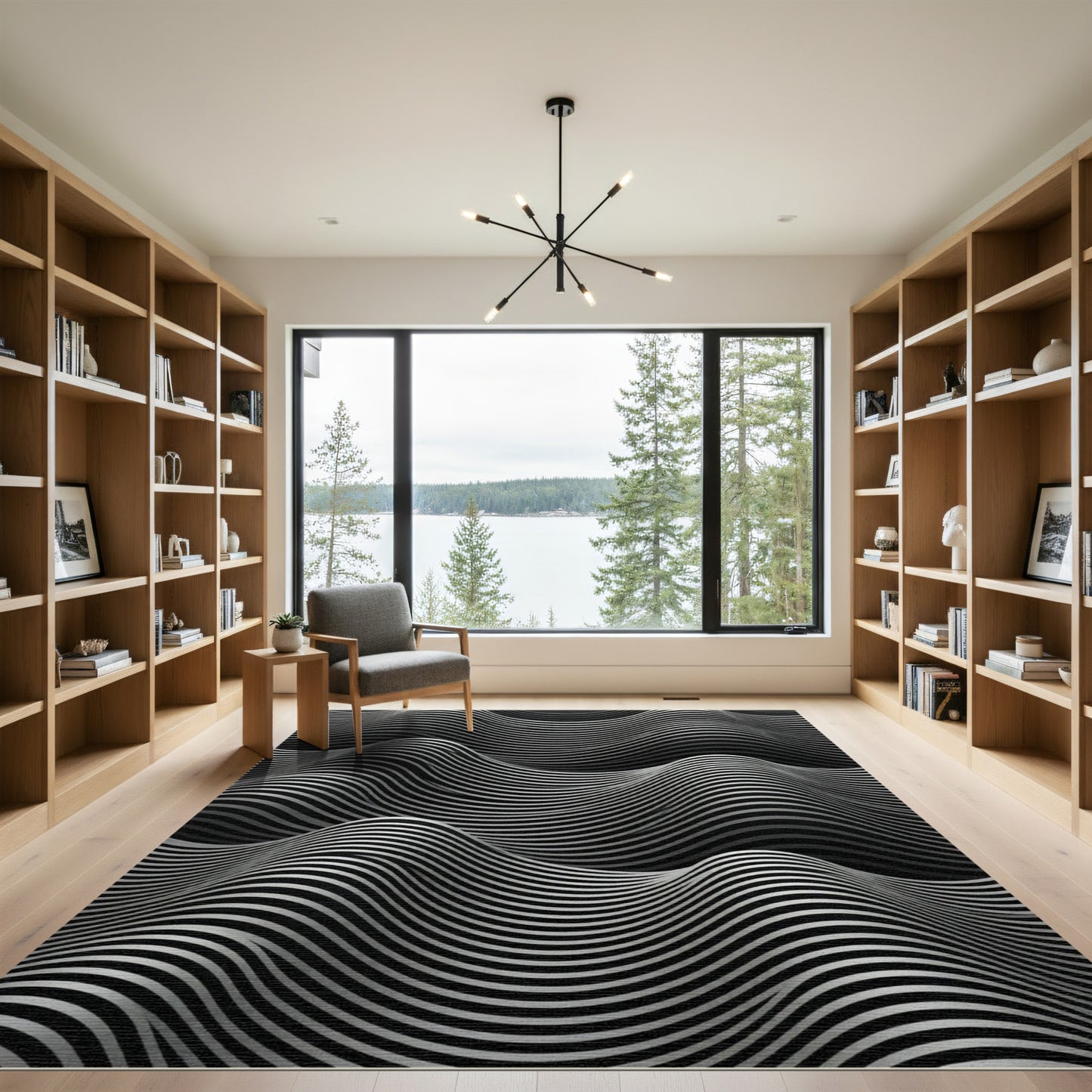 Monochromatic Wavy Stripe Texture Rug