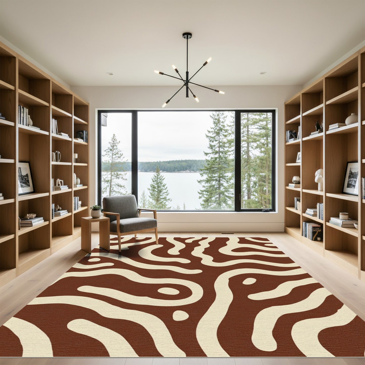 Brown and Cream Organic Labyrinth Rug