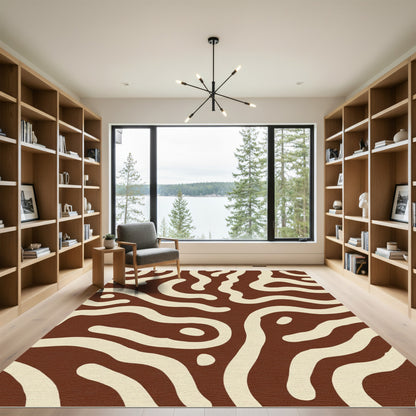 Brown and Cream Organic Labyrinth Rug