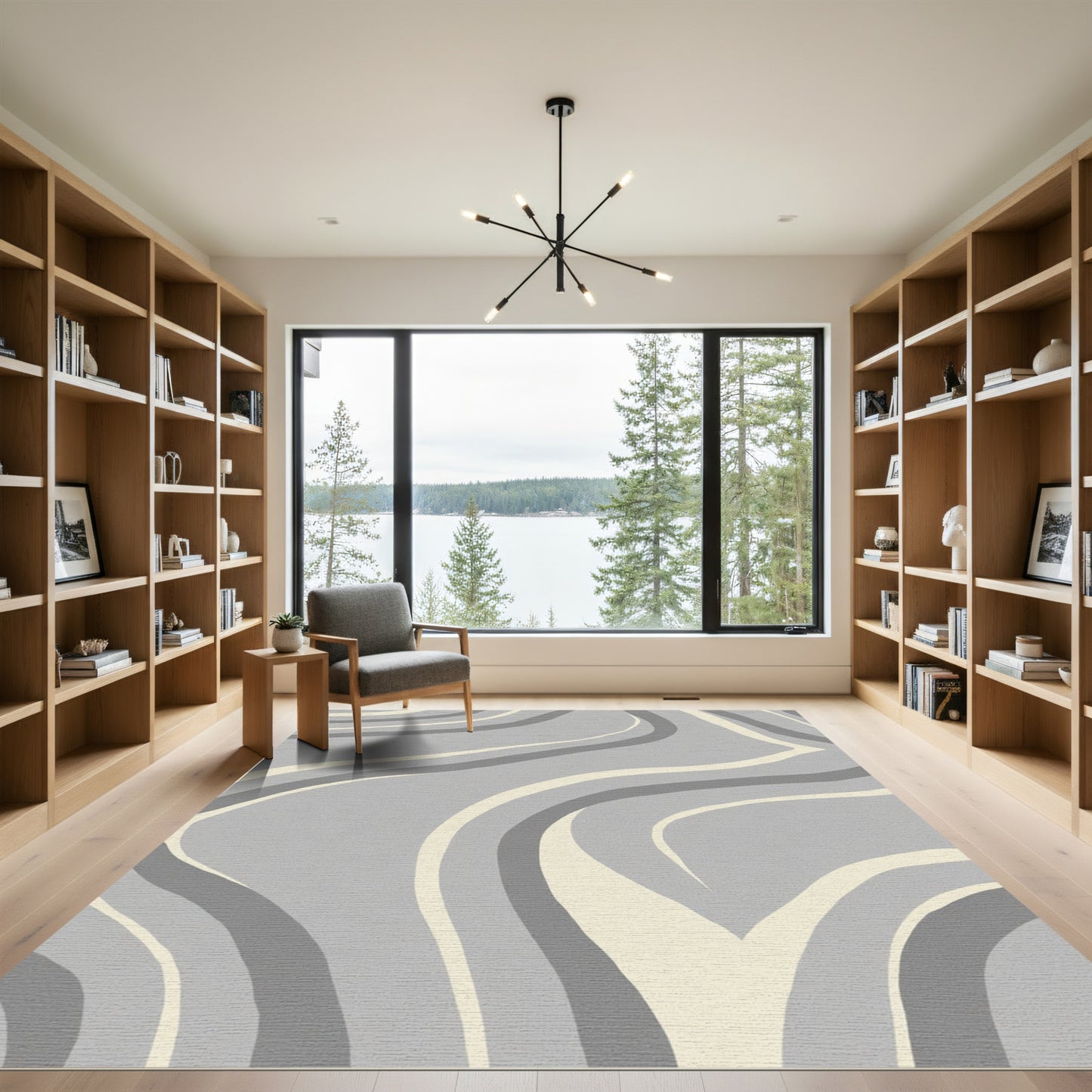 Abstract Gray Swirls Harmony Rug