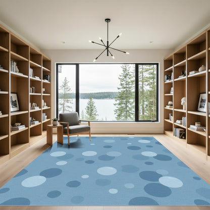Soft Blue Scattered Circles Rug