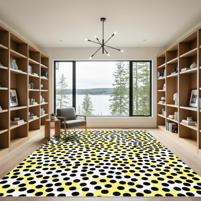 Yellow Black Polka Dot Scatter Rug