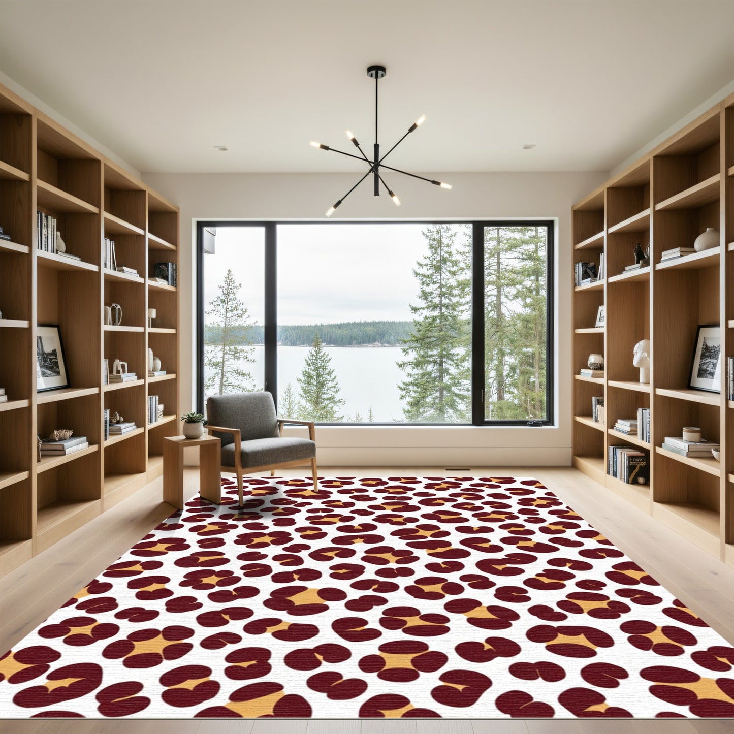 Bold Crimson Leopard Spots Rug