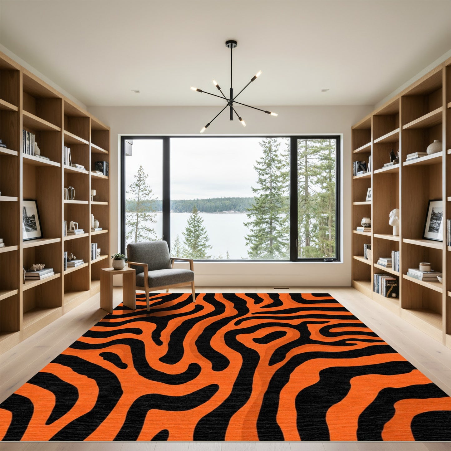 Bold Orange Tiger Stripes Rug