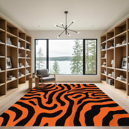 Bold Orange Tiger Stripes Rug